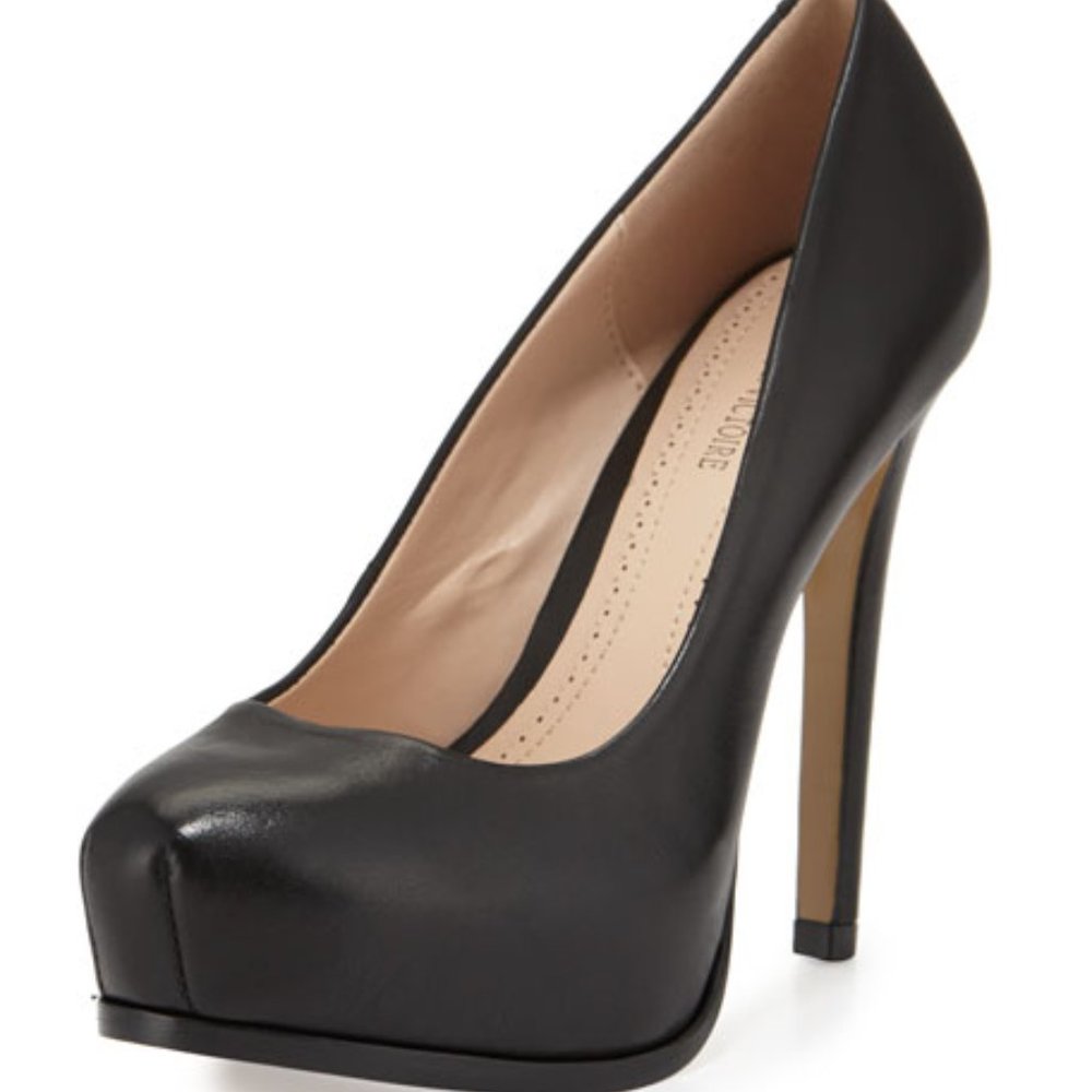 Pour la Victoire Black Irina Leather Platform Pump